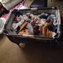 A Lot Of Preemie Too 3-month-old Boy Baby Clothes And Playpen With Bassinet
