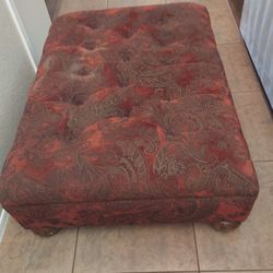 Ashley Oversize Burgundy Tufted Ottoman
