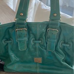 Dooney & Bourke Turquoise Patent Leather Shoulder Bag