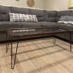 coffee table made from antique salvaged glass door