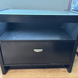Black Nightstand  With Glass Top
