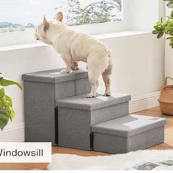 Foldable Dog Stairs for High Bed, 18 Inch 3-Step X(209