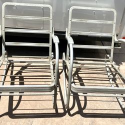 Vintage ORIGINAL MCM ALUMINUM PATIO OUTDOOR ROCKING LOUNGE CHAIRS
