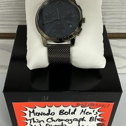 Movado Bold Men’s Thin Chronograph Blue Dial Quartz Watch New