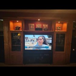 Solid Oak Pier Group Entertainment Center