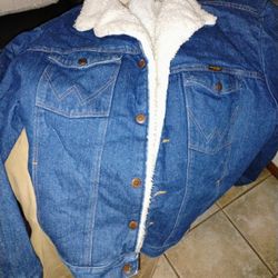 Wrangler Men's Jean Denim Sherpa Lined Jacket XXL Western Trucker Cowboy Coat