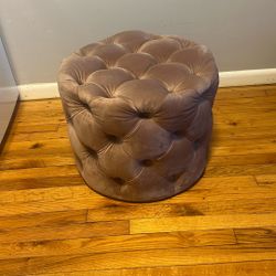 Upholstered  Velvet Blush Ottoman 