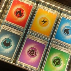 Pokémon Elemental Energy LED Display – Handmade Light Up Frame – Collector Art