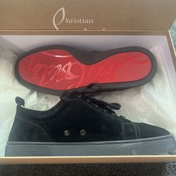Christian Louboutin Mens Sneakers Black Size 10.5Louis Junior Flat Suede Low-Top