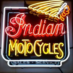 Indian Motorcycles sales and service motorcycle vintage dealer replica neon sign