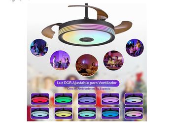 Retractable blade fan with speaker and color lights