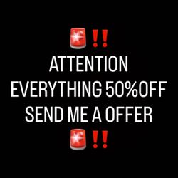 Sale everything 50% OFF  Attention Sale Announcement sale, discount, promotion, salealert, deal, bargain, clearance, markdown, exclusive Send an offer