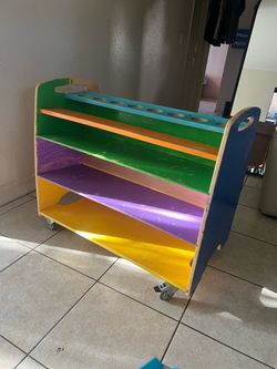 Toy shelf - natural wood color