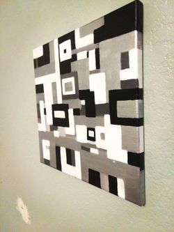 Black/White/Silver abstract painting ( hand painted )