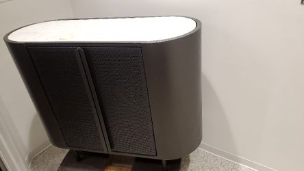 Steel Oval Marble Top Cabinet