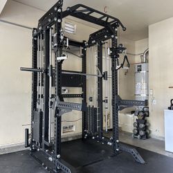 PRO SERIES Ultimate 3-1 Half Rack Functional Trainer w/Smith Machine Bar | 400lb Stack | Gym Equipment | Fitness | Commercial | Squat Rack 