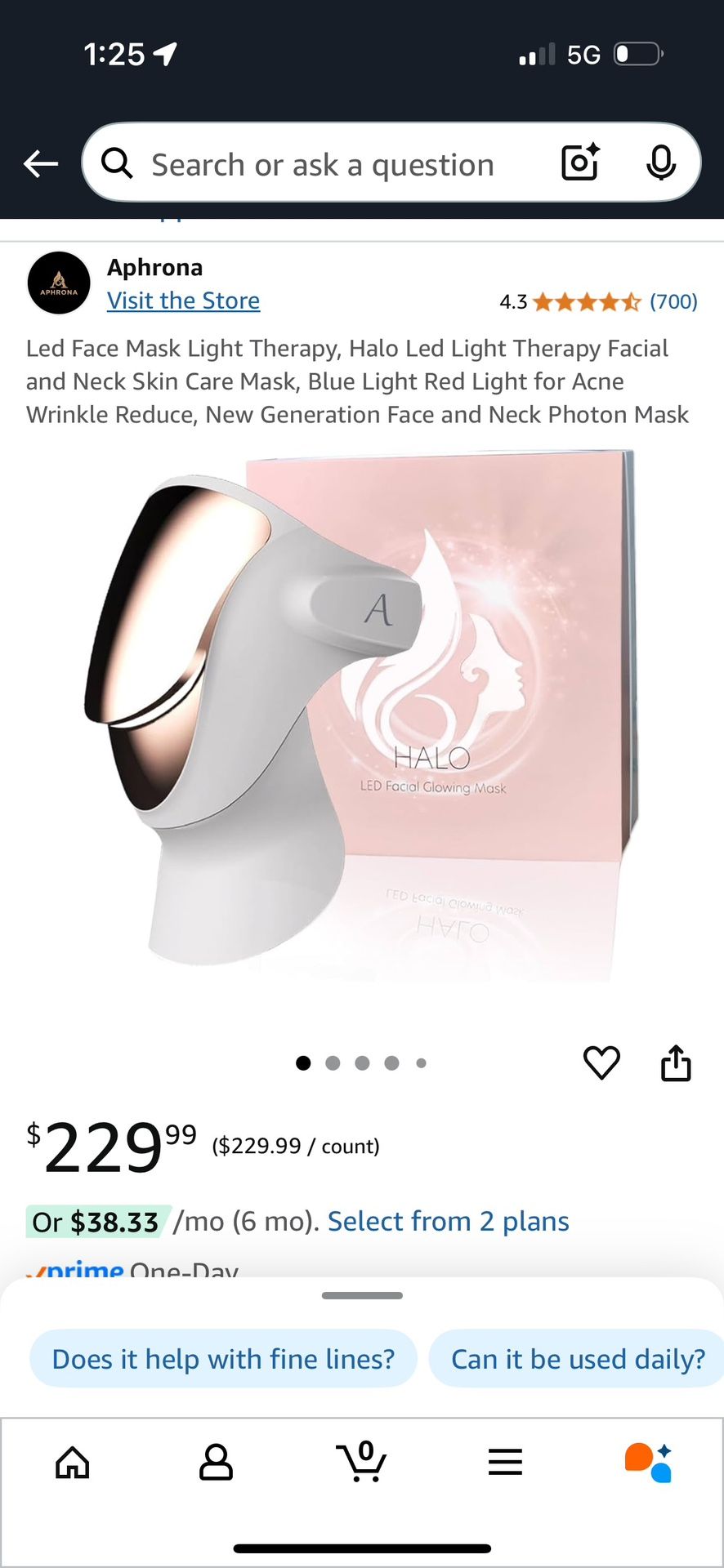 Aphrona Halo LED Light Therapy Facial and Neck Mask