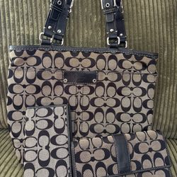 Vintage Black And Gray Wallet And Bag 