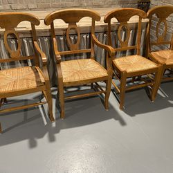 Pottery Barn Napoleon Italian Rush Seat Dining Room Chairs - Set of Four