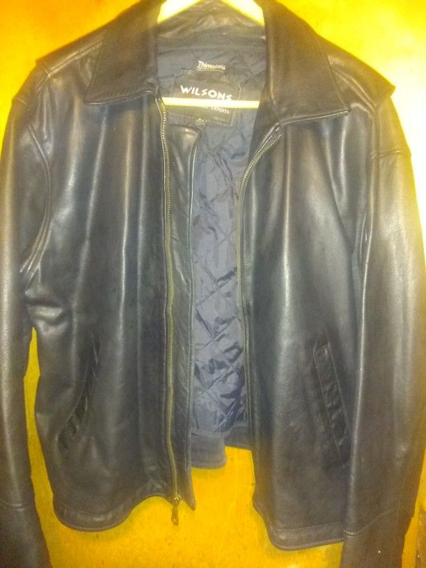  Men's Large Black Leather Jacket  Wilson Brand