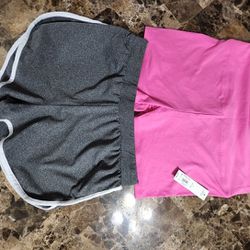 2 Pairs of New Sz L Shorts, Grey & Pink