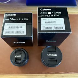 Cannon EFS STM Lenses 10-18 + 50mm