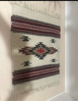 Southwestern Woven Textile Rug with Fringe