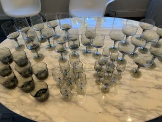 ORREFORS  Rhapsody Smoke Crystal- complete 48 piece service for 8