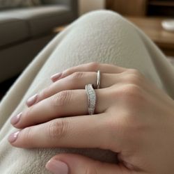 14k white gold 1ctw modern art deco ring