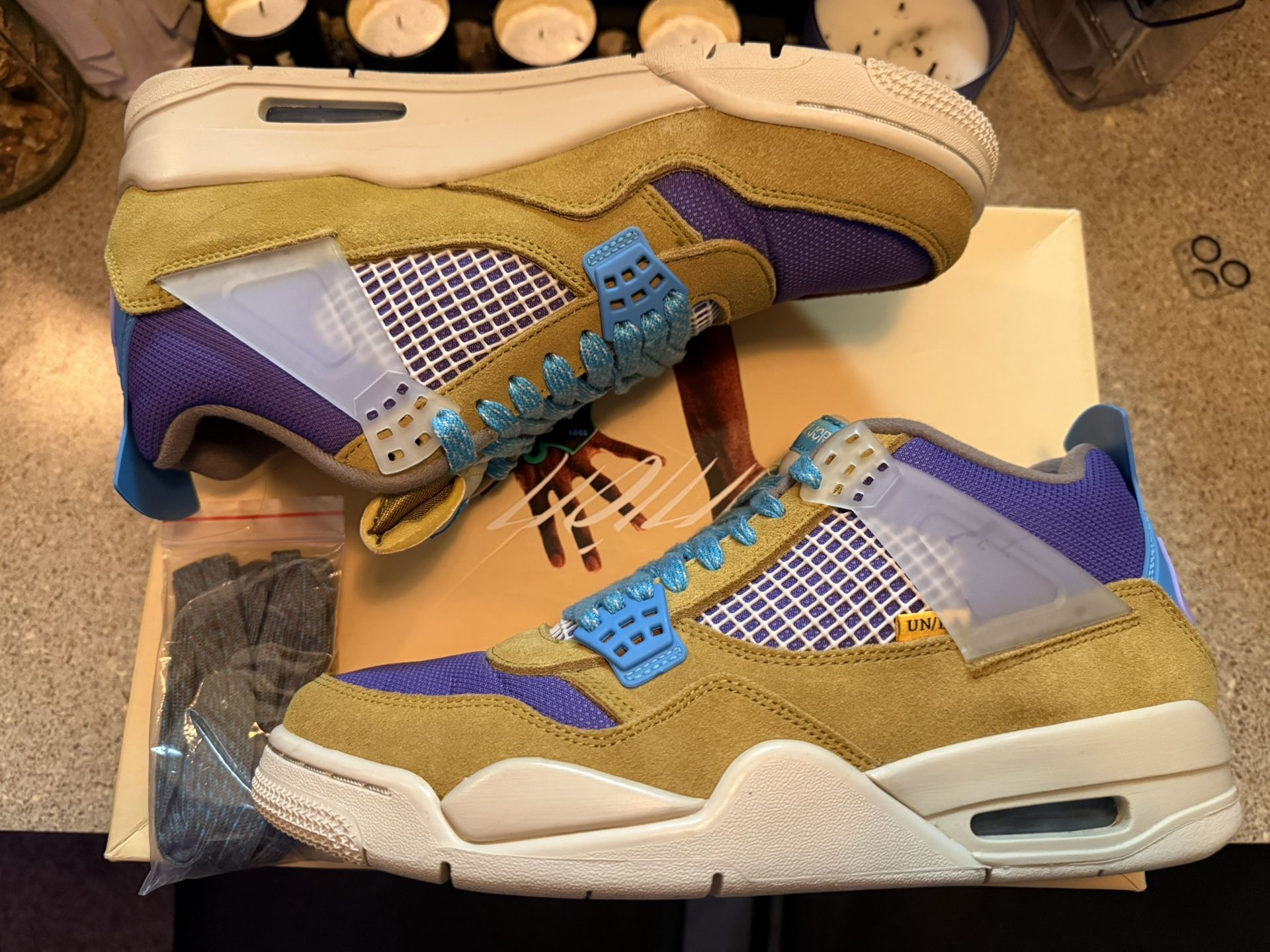 Union Air Jordan 4 Desert Moss 9.5