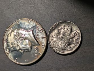 1937 mint state Buffalo nickel and gem proof 1970s silver half