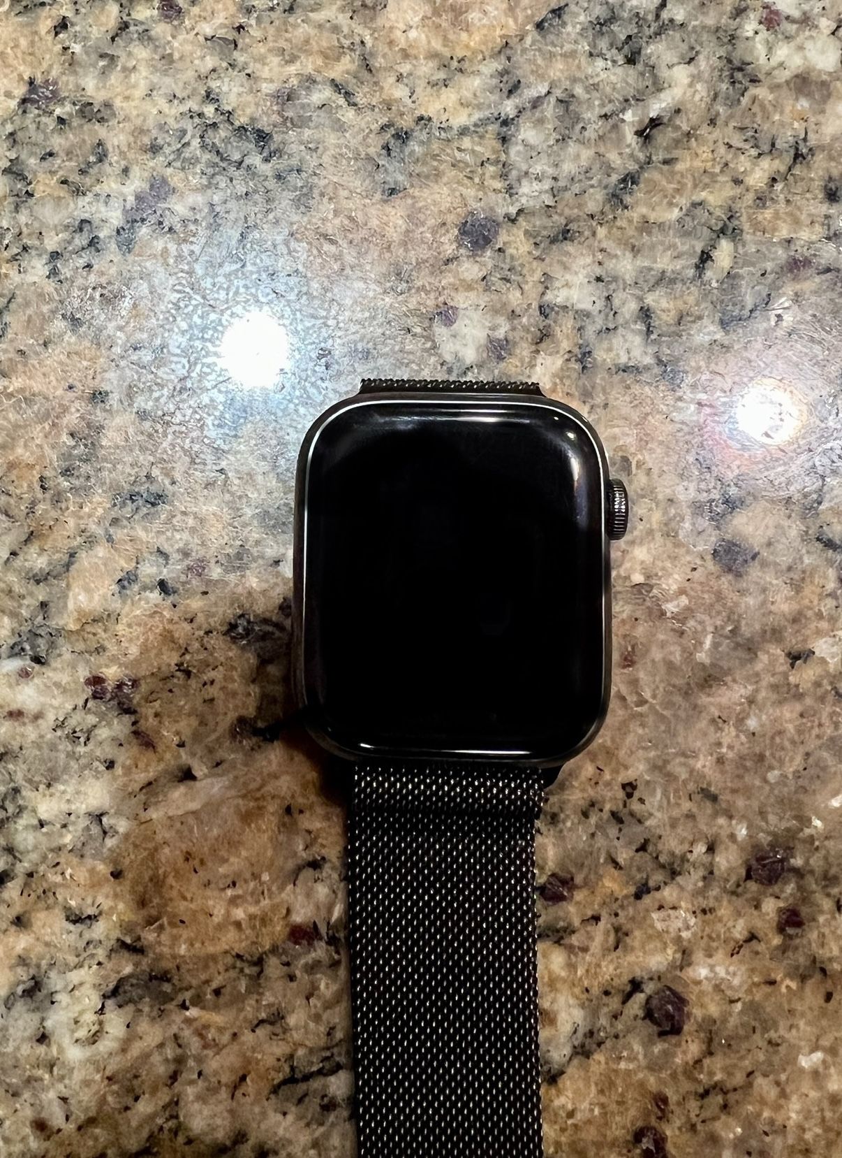Apple Watch Series 7 Stainless Steel + Ceramic Case With Grey Milanese Loop