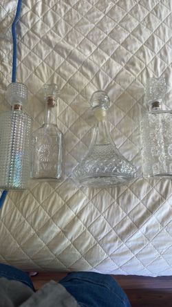 $25 Each or  $80 for all. Vintage Cut glass Wine/Wiskey or Rum Decanters