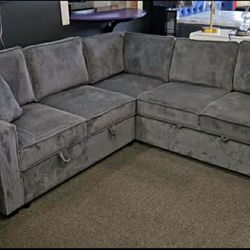 New 90x90 Sleeper Sectional Couch With Ottoman / Free Delivery 