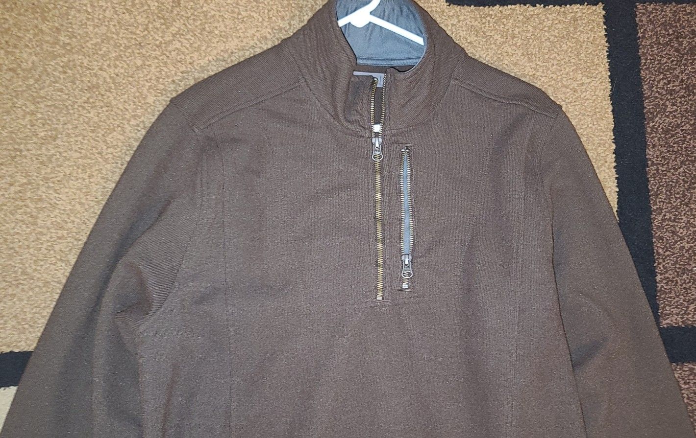 REI Trailsmith Brown Quarter Zip Fleece Pullover Sweater Size XLarge