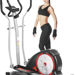 ANCHEER Elliptical Machine, Cross Trainer for Home Gym with Pulse Rate Grips and LCD Monitor, 8 Resistance Levels Smooth Quiet Driven for Home Gym Off