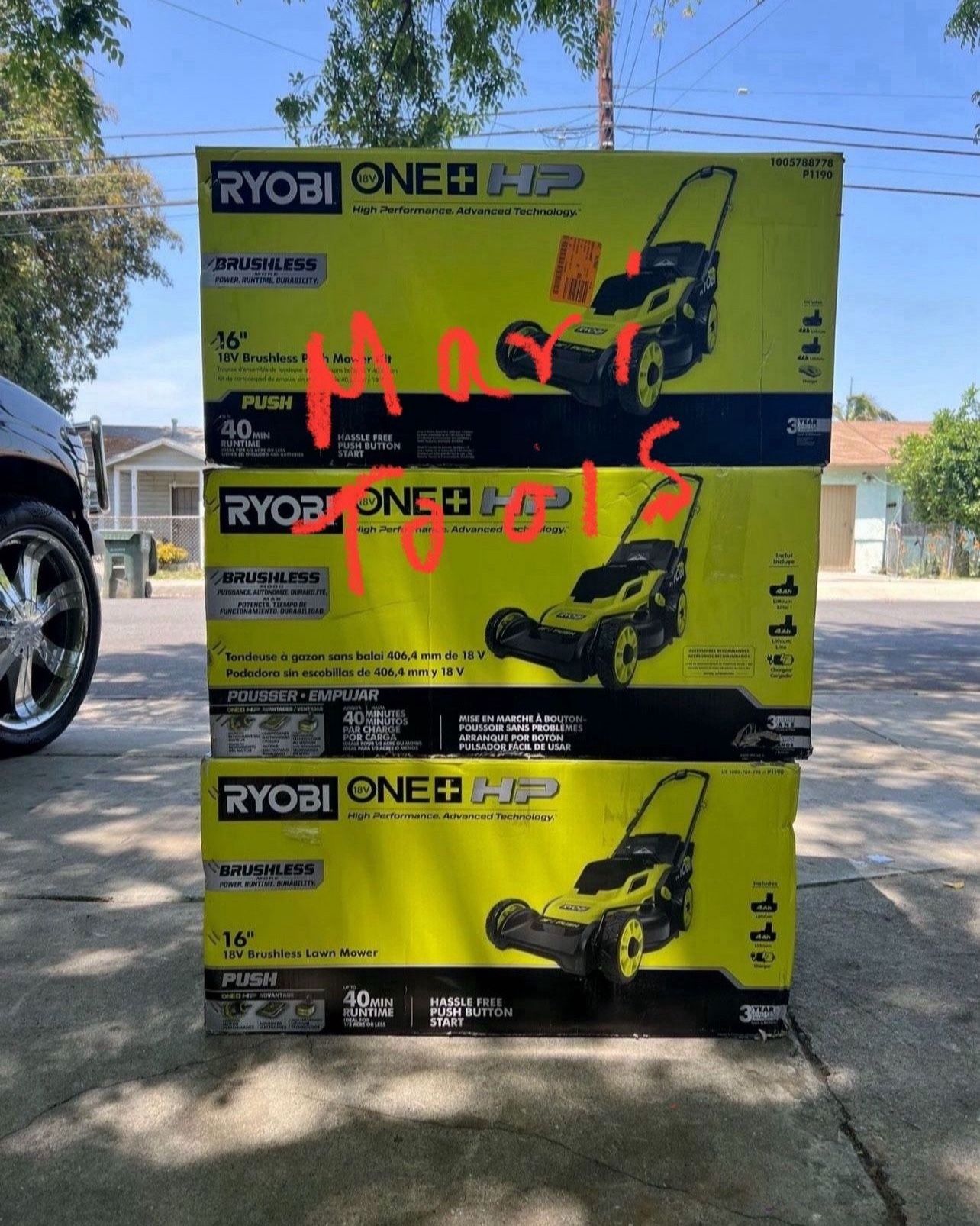 RYOBI ONE+ HP 18V Brushless 16 in. Cordless Battery Walk Behind Push Lawn Mower with (1) 4.0 Ah Batt