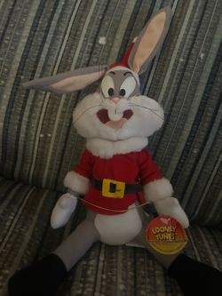 Ace Bugs Bunny Santa Plush Stuffed Christmas Looney Tunes Stuffed Plush 1997 12"