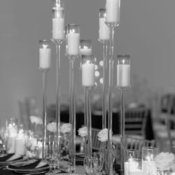 Set Of Glass Candleabre Base With Glass Stems 