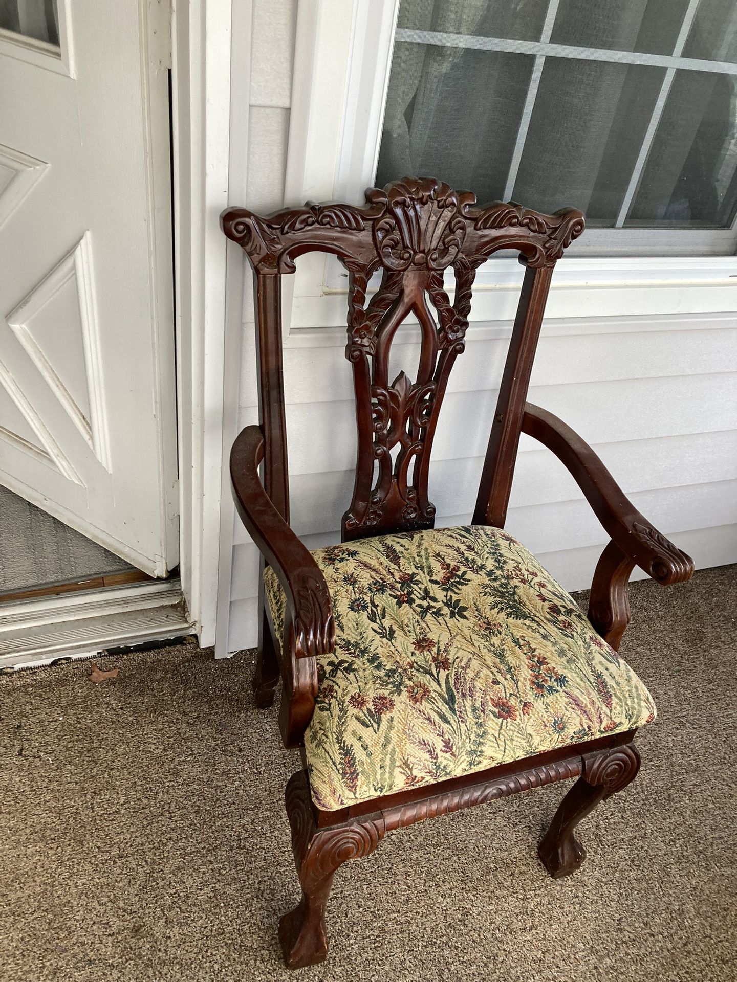 2 Mahogany Tapestry Chairs
