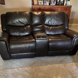 Leather Power Recliner Loveseat