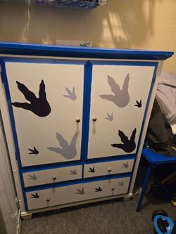 Dresser Cabinet combo - Custom painted dinosaur stencils