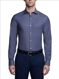 Dockers Long Sleeve Mens Dress Shirt Fitted Stretch Collar Dress Shirt Size L
