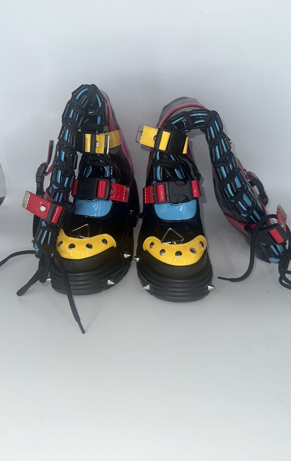 Wang Black Punk Platform Boots