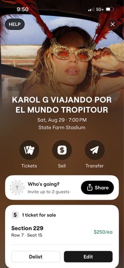 Karol g concert ticket