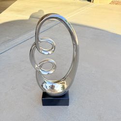 Decor Silver Ceramic Swirl  Sculpture 