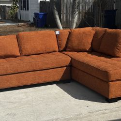  Modern Rust Orange Sectional Couch! 