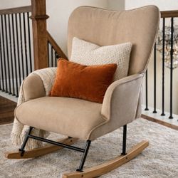 Beige Upholstered Rocking Chair