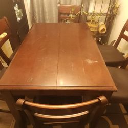Large Solid Wood Bar Height Dining Set