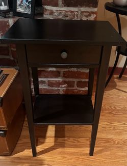 IKEA Black-Brown Nightstand with Drawer & Shelf